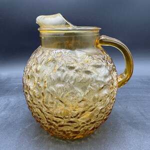 Anchor Hocking Milano Honey Gold Pitcher 96 oz 1960's MCM